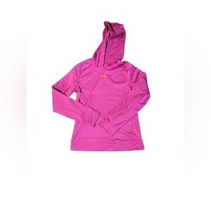 UNDER ARMOUR HOODIE GIRLS YOUTH XL PULL OVER LIGHTWEIGHT PINK COLDGEAR ALLSEASON